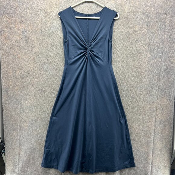 Patagonia Dresses & Skirts - Patagonia Dress Women Medium Blue Navy Sleeveless Knot Front Midi Stretch Knit